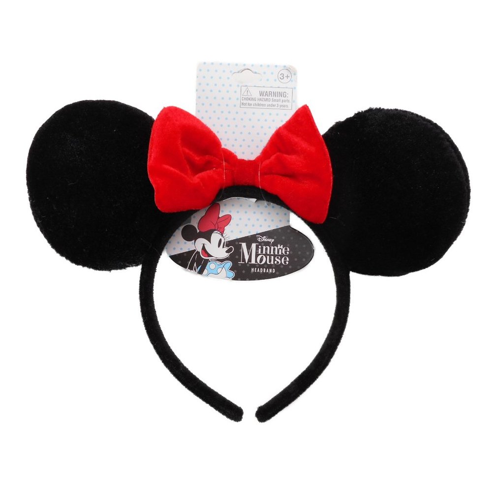 Disney Minnie Mouse Headband Ears Velvet Red Bow by Her Accessories